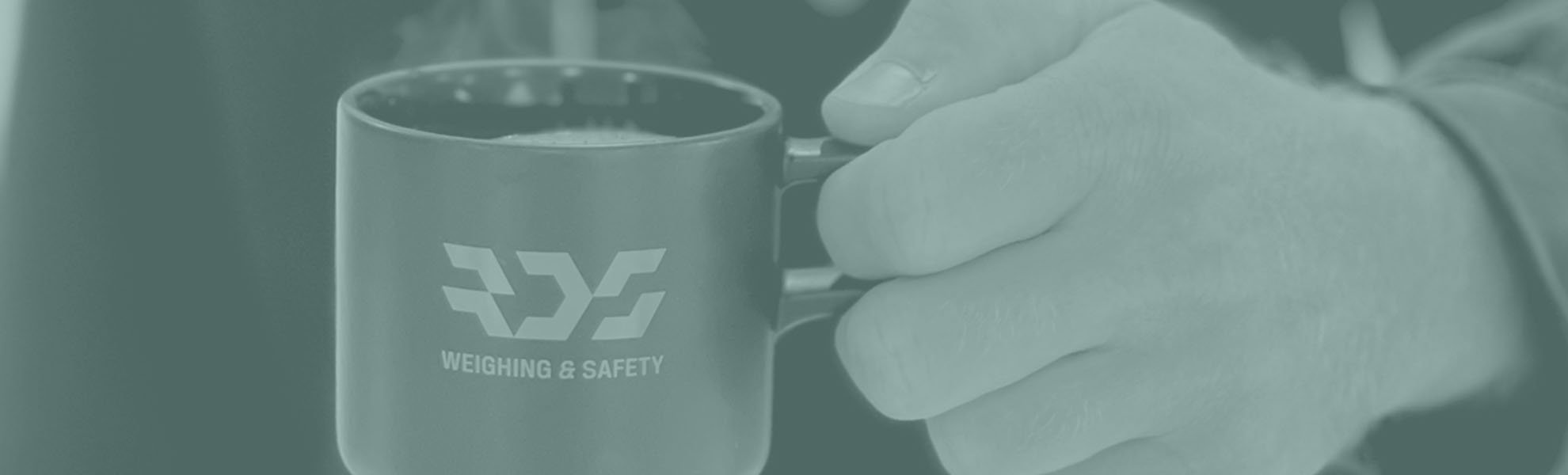 This is a mug of coffee with the logo of RDS Weighing & Safety
