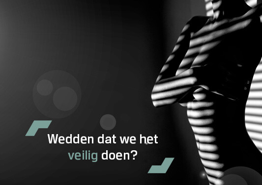 Dit is een vrouwelijk silouette met de slogan van RDS van het veiligheidsgedeelte "wedden dat we het veilig doen?"