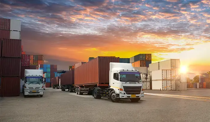 This is a photo of a truck in the port