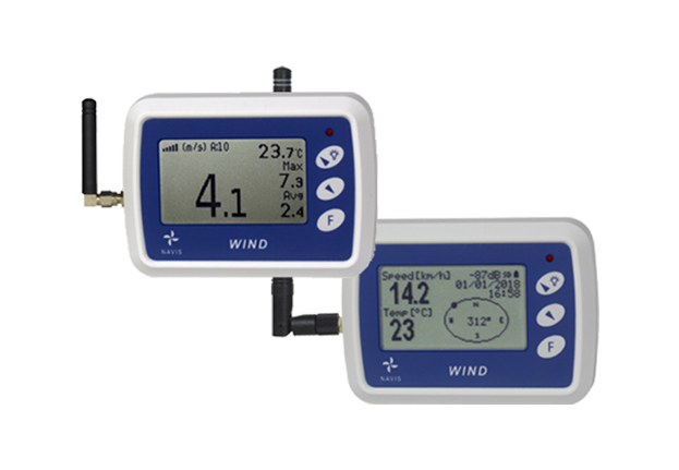 Product photo of the WR5 and WL12 wind meters from Navis